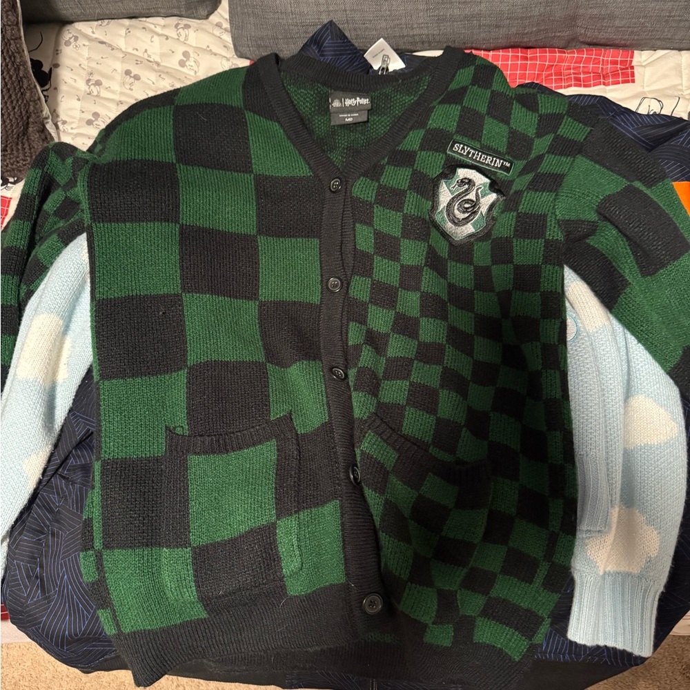 Slytherin Checkered Cardigan - Green and Black